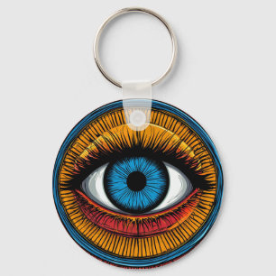 Vibrant Artistic evil Eye Design Key Ring