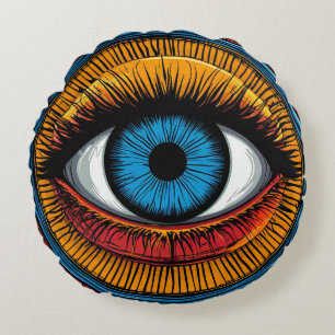 Vibrant Artistic evil Eye Design Round Cushion