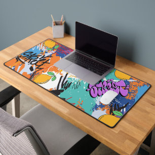 Vibrant artistic l Street art painting l Purple Desk Mat