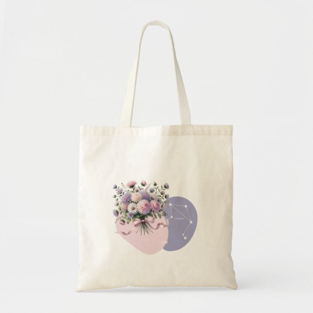 Vibrant Aster Libra Constellation Romantic Design Tote Bag (Front)