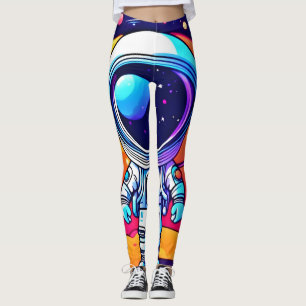Vibrant Astronaut in Cosmic Art Leggings
