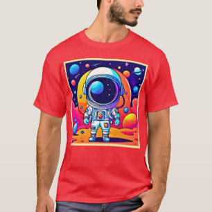Vibrant Astronaut in Cosmic Art T-Shirt