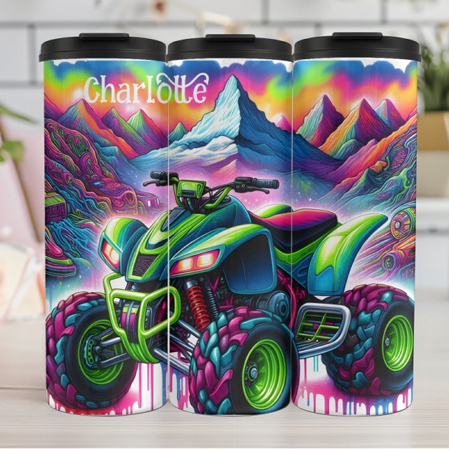 Vibrant ATV: Psychedelic Mountain Ride Thermal Tumbler (Creator Uploaded)