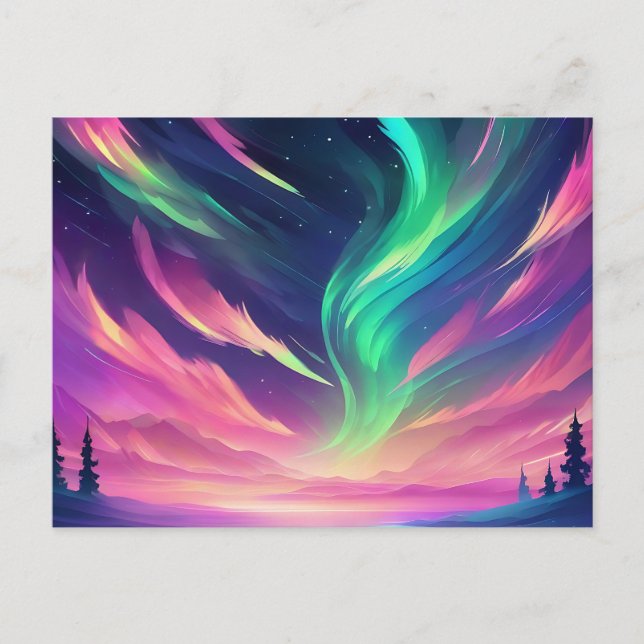 Vibrant Aurora Borealis Postcard (Front)