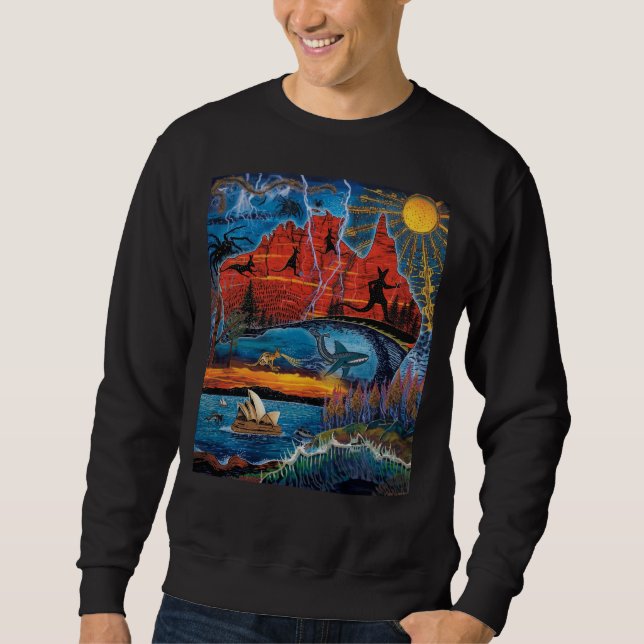 Vibrant Australian Icons and Landmarks Map Sweatshirt (Front)