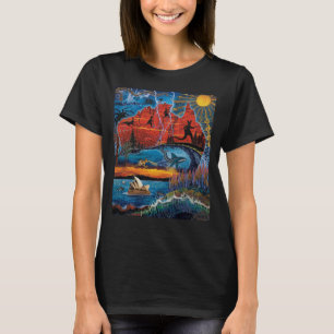 Vibrant Australian Icons and Landmarks Map T-Shirt
