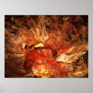 Vibrant Autumn Abstract Digital Fractal Poster
