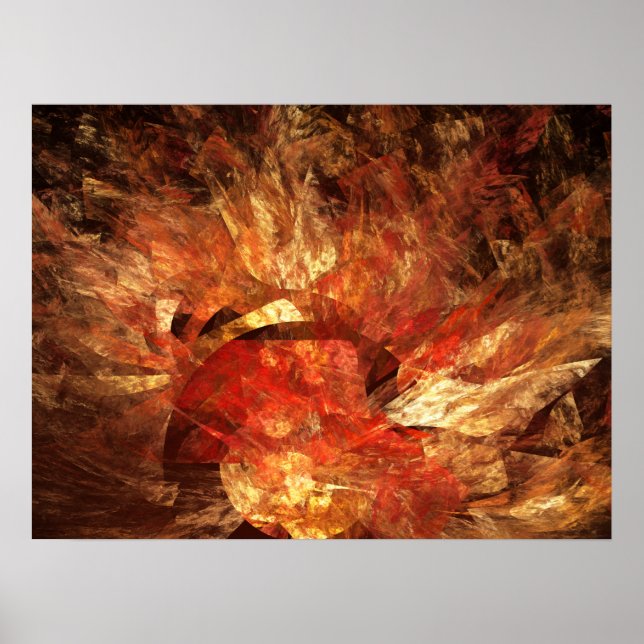 Vibrant Autumn Abstract Digital Fractal Poster (Front)
