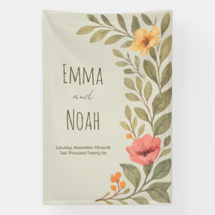 Vibrant Autumn Botanical Floral Wedding Banner