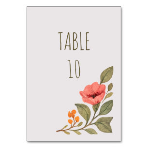 Vibrant Autumn Botanical Floral Wedding Table Number