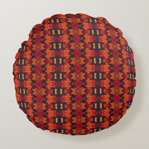 Vibrant Autumn Leaf Pattern Round Cushion