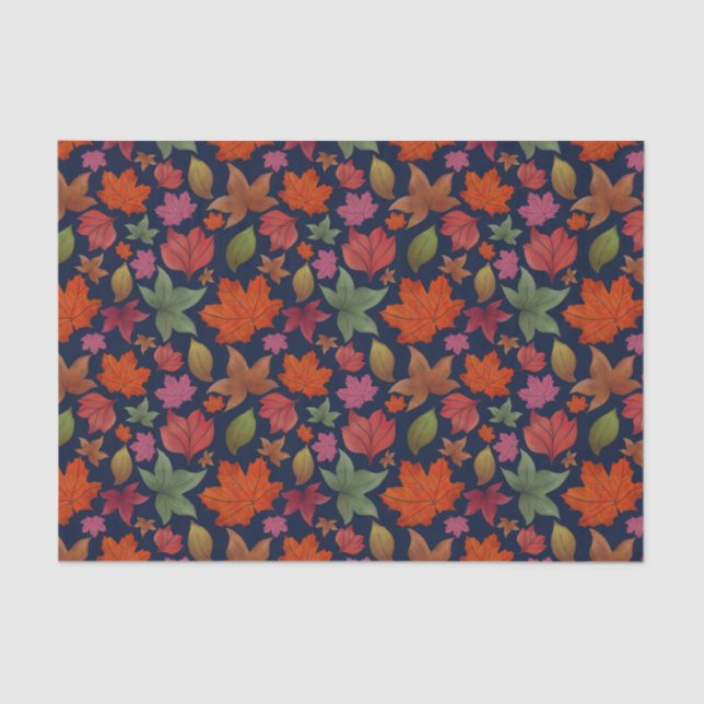 Vibrant Autumn leaf, red, orange, green Tissue Paper (Front)