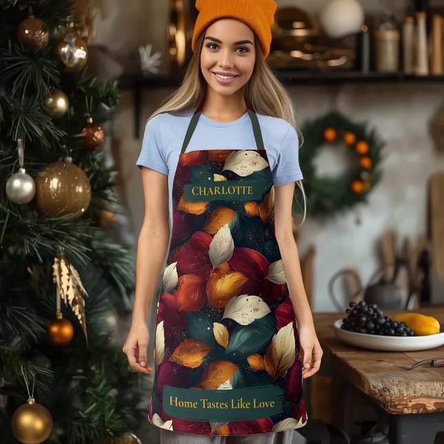 Vibrant Autumn Leaves Apron with Custom Name (Creator Uploaded)