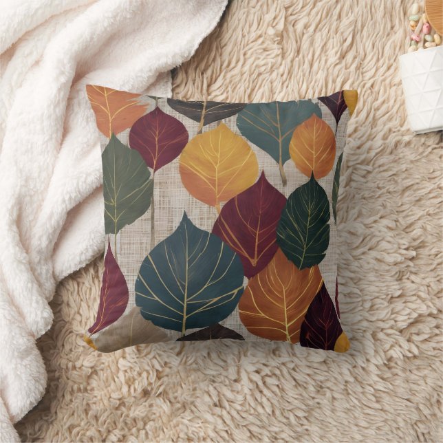 Vibrant autumn leaves in an artistic arrangement cushion (Blanket)