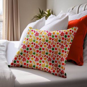 Vibrant Autumn Leaves Multi-Coloured Pattern Decorative Cushion