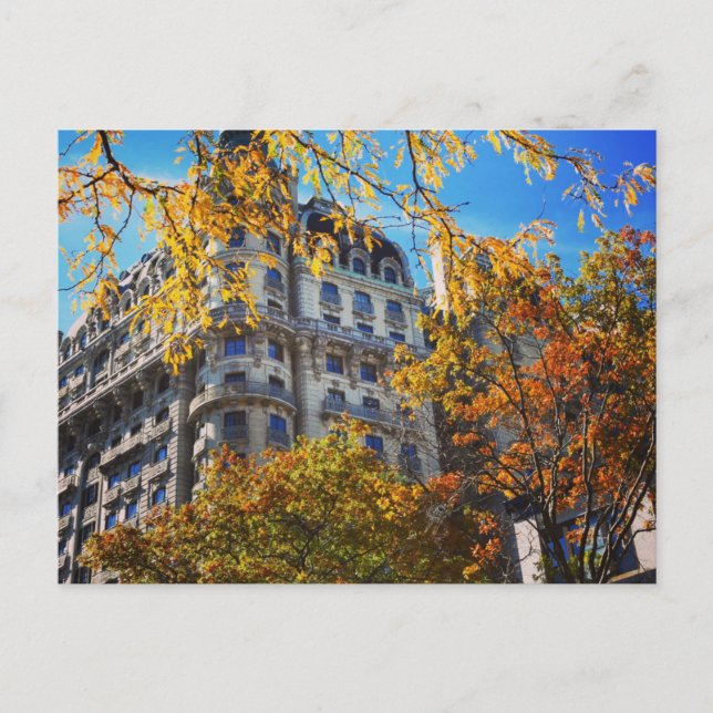 Vibrant Autumn Leaves New York NYC Architecture Postcard (Front)