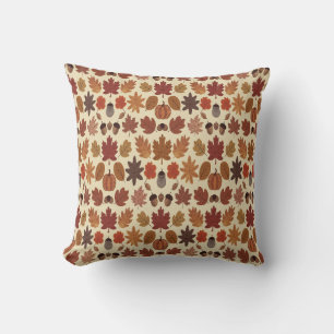 Vibrant Autumn Leaves Pattern with Fall Colours Cushion