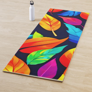 Vibrant Autumn Leaves Pattern Yoga Mat