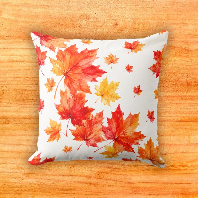 Vibrant Autumn Maple Cascade Watercolor Pattern Cushion (Creator Uploaded)