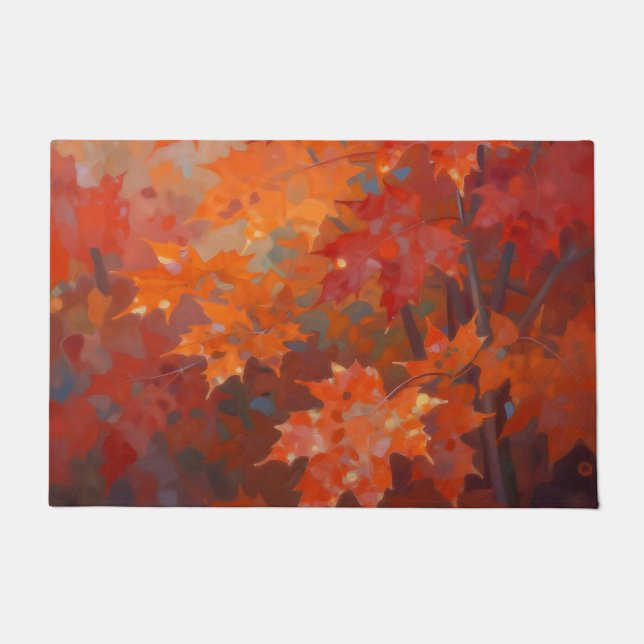 Vibrant Autumn Maple Leaves Canopy Doormat (Front)