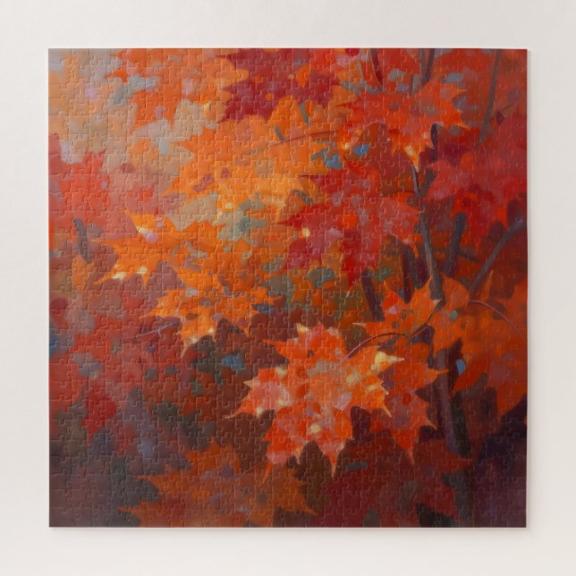 Vibrant Autumn Maple Leaves Canopy Jigsaw Puzzle (Vertical)