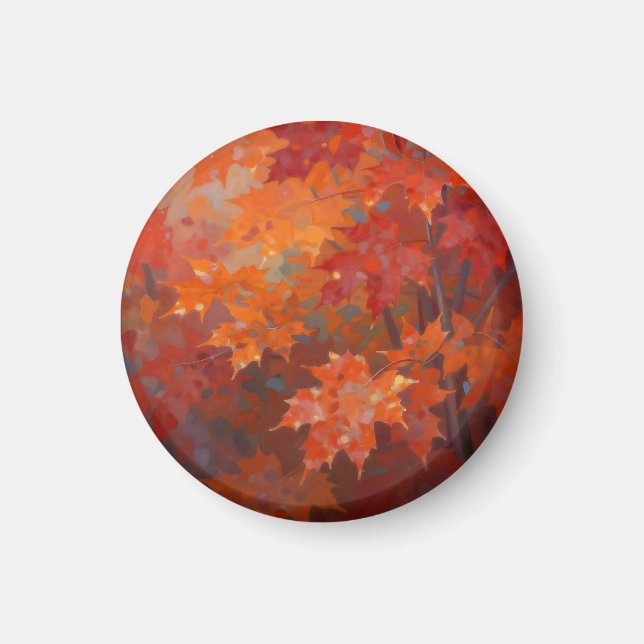 Vibrant Autumn Maple Leaves Canopy Magnet (Front)