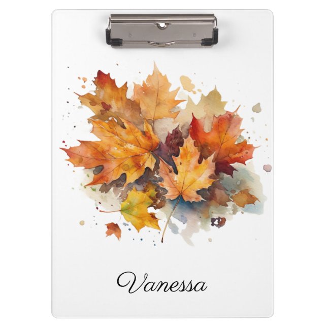 Vibrant Autumn Maple Watercolor, custom Clipboard (Front)