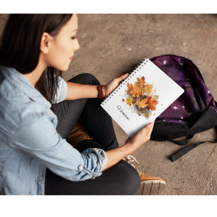 Vibrant Autumn Maple Watercolor, custom Notebook