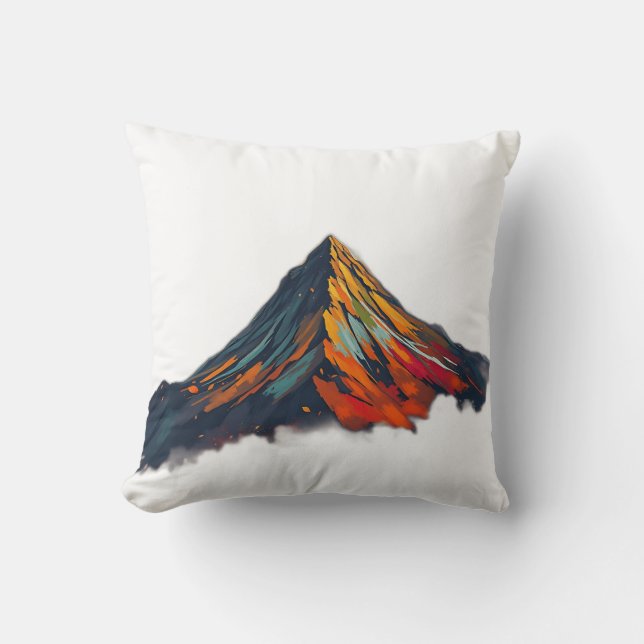 Vibrant Autumn Mountain Burst Cushion (Front)