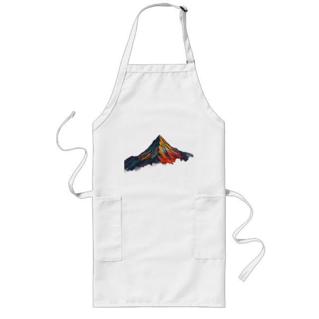 Vibrant Autumn Mountain Burst Long Apron (Front)