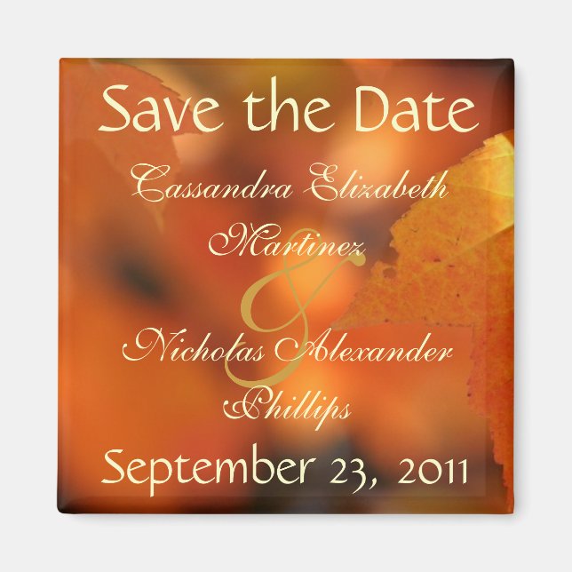 Vibrant Autumn Save the Date Wedding Magnet (Front)