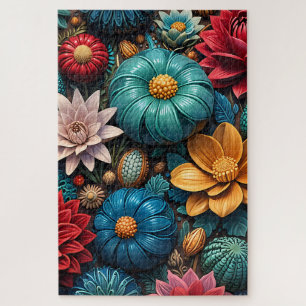 Vibrant Autumnal Enchanted Garden Floral Jigsaw Puzzle
