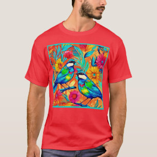 Vibrant Avian Art: Colorful Birds T-Shirt