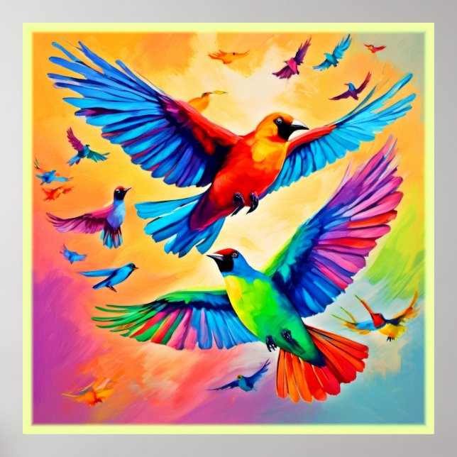 Vibrant Avian Painting Art Poster (Front)