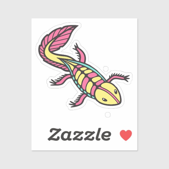 Vibrant axolotl flat pink yellow and turquoise (Sheet)