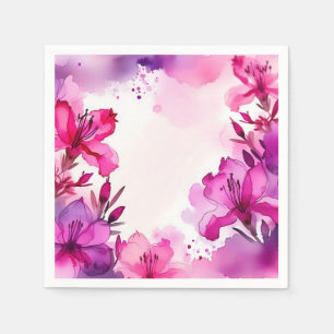 Vibrant Azalea Floral Watercolor Napkin