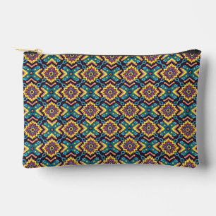 Vibrant Aztec Geometric Floral Pattern Accessory Pouch