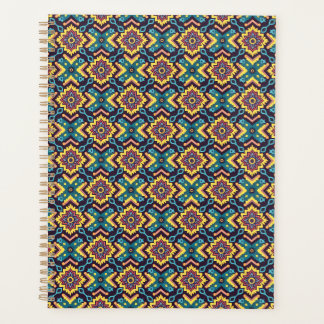 Vibrant Aztec Geometric Floral Pattern Planner