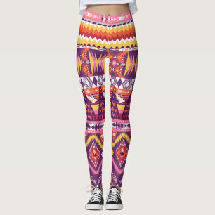 Vibrant Aztec Geometric Pattern Leggings