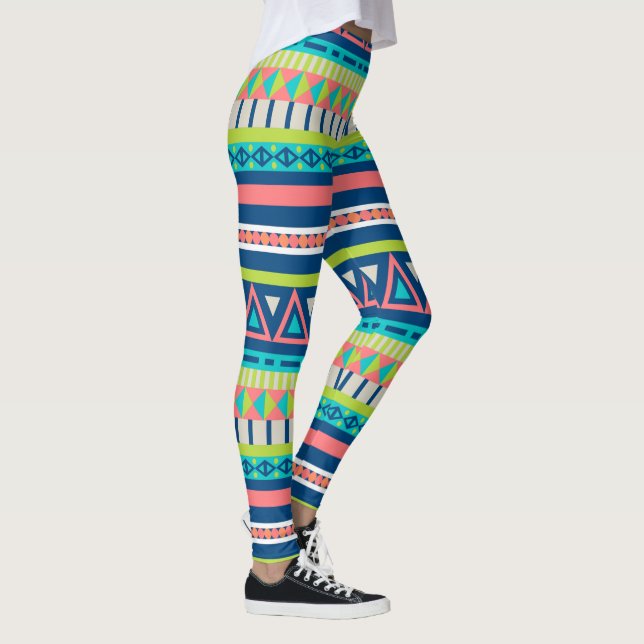 Vibrant Aztec Pattern Leggings (Right)