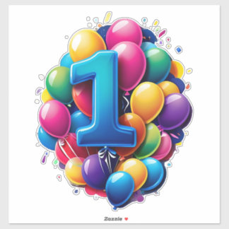 Vibrant Balloon Cluster With Large Number One