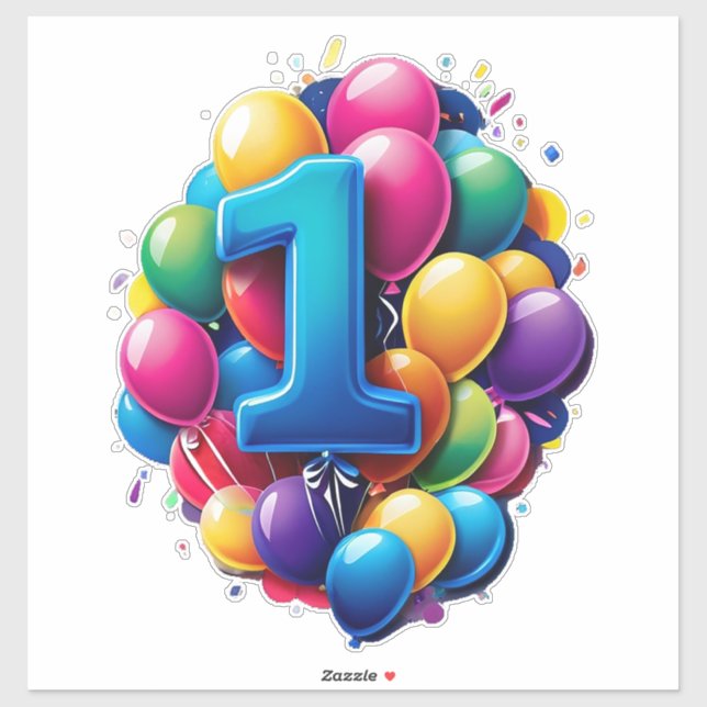 Vibrant Balloon Cluster With Large Number One (Sheet)