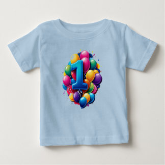 Vibrant Balloon Cluster With Large Number One Baby T-Shirt