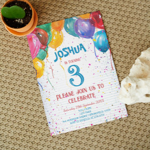 Vibrant Balloons and Cheerful Birthday Party Invitation