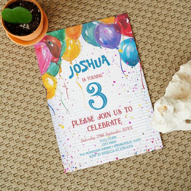 Vibrant Balloons and Cheerful Birthday Party Invitation (Creator Uploaded)