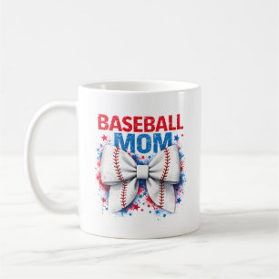 Vibrant Baseball Bow MAMA - Cute Game Day Coffee Mug
