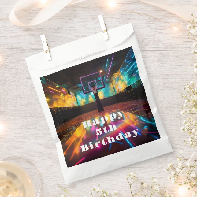 Vibrant Basketball Party Favour Bag (Clipped)