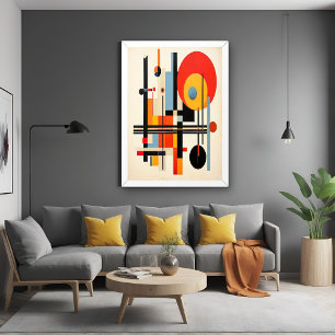 Vibrant Bauhaus-Inspired Geometric Abstract Art Poster