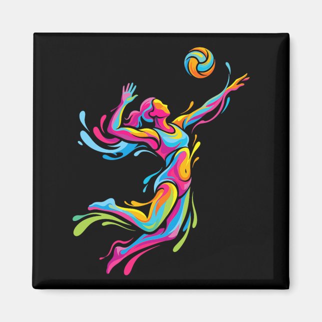 Vibrant Beach Volleyball Player Mum Design Magnet (Front)