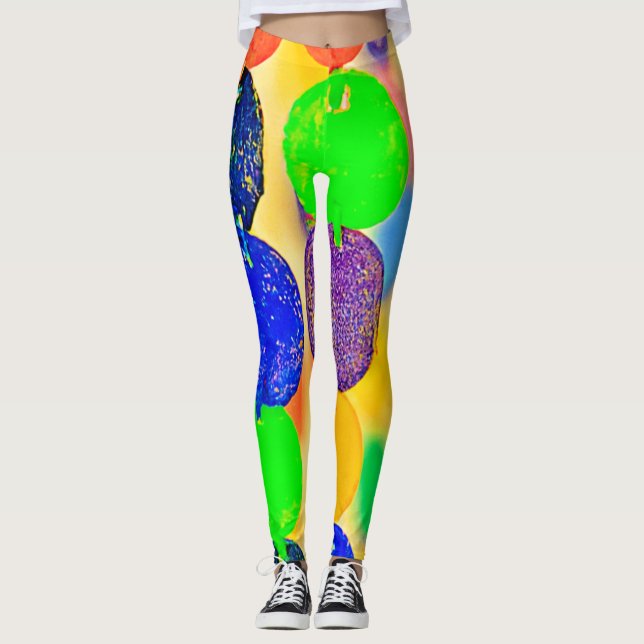 Vibrant Bead String Design Leggings (Front)